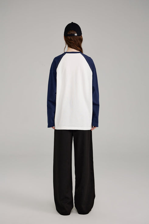 ICS Raglan Sleeve Contrast Color Long Sleeve T-shirt